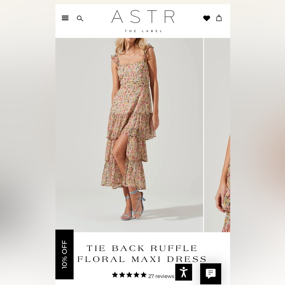 ASTR TIE BACK RUFFLE FLORAL MAXI DRESS XS